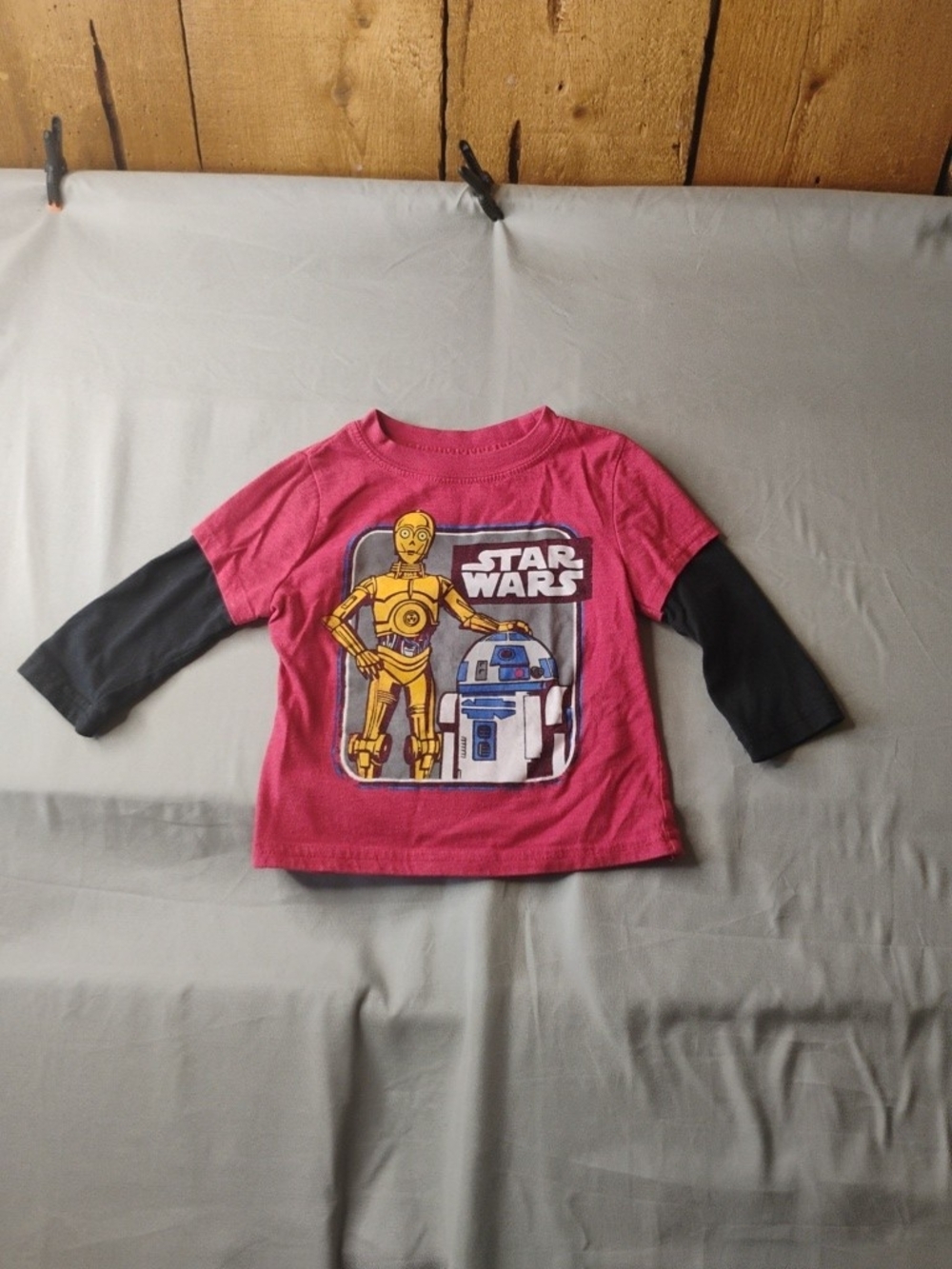 Star Wars Kids Double Sleeve Tee - Pink with Black Sleeves